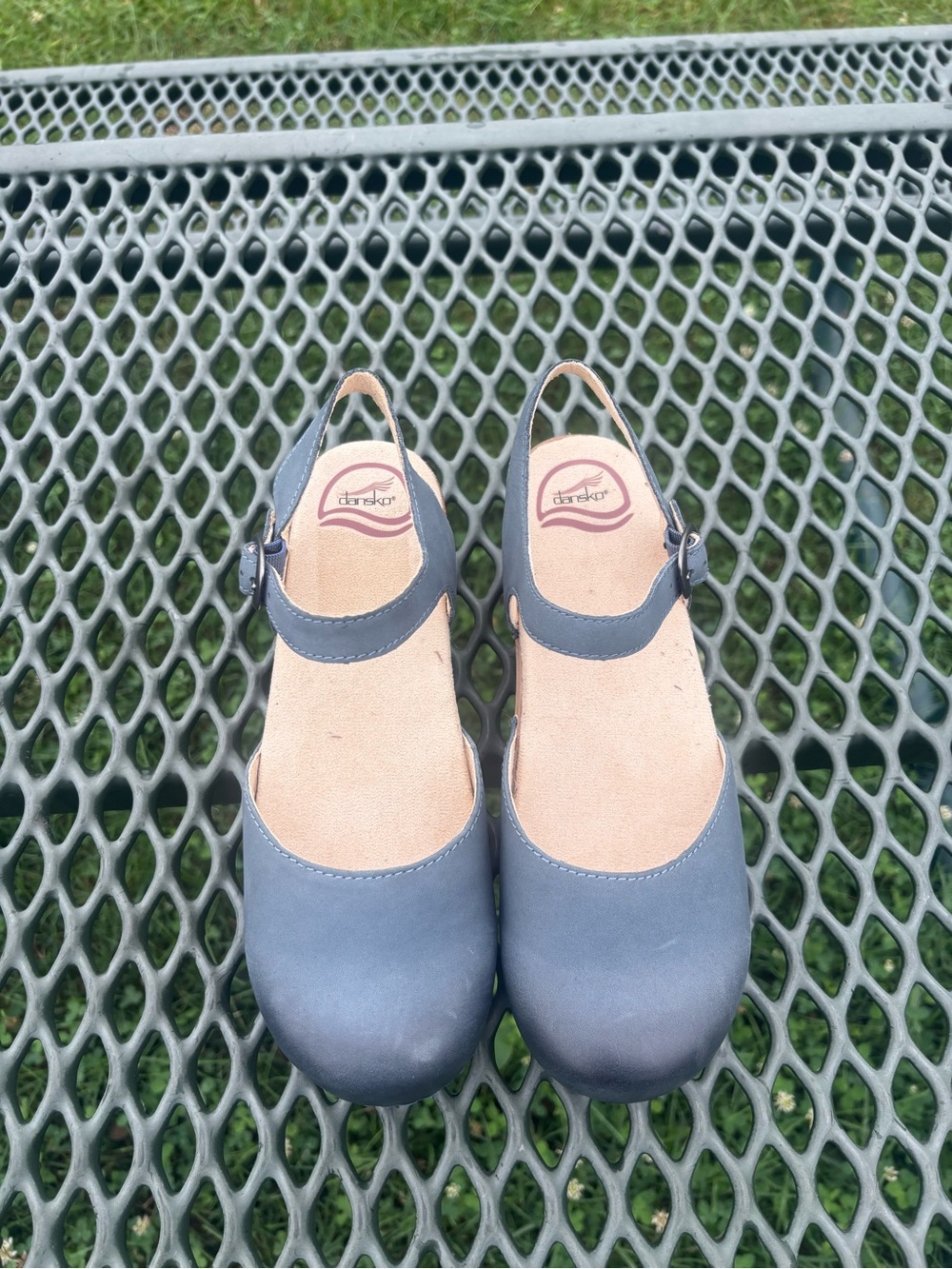 Dansko Sam Mary Jane Clogs Denim Burnished Nubuck Sandals Work Shoes 38 7.5-8 - Picture 2 of 10